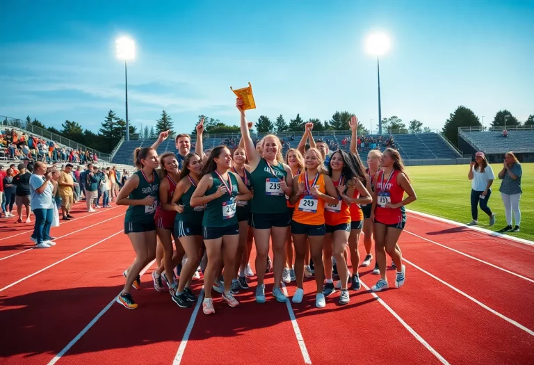 Team celebration at Fauquier High School track championship victory