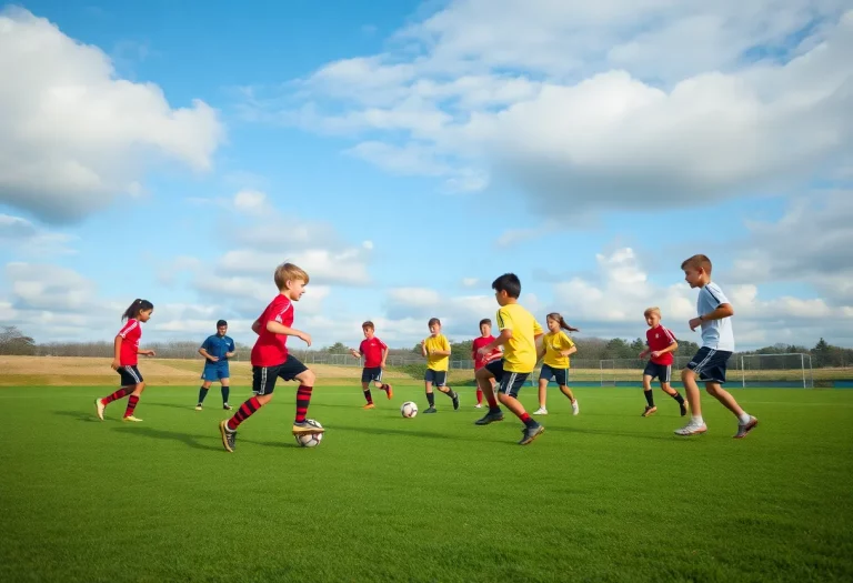 Fort Knox Eagles boys' soccer team practicing on the field.