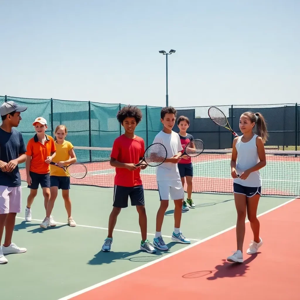 Freshmen students showcasing their tennis skills during tryouts
