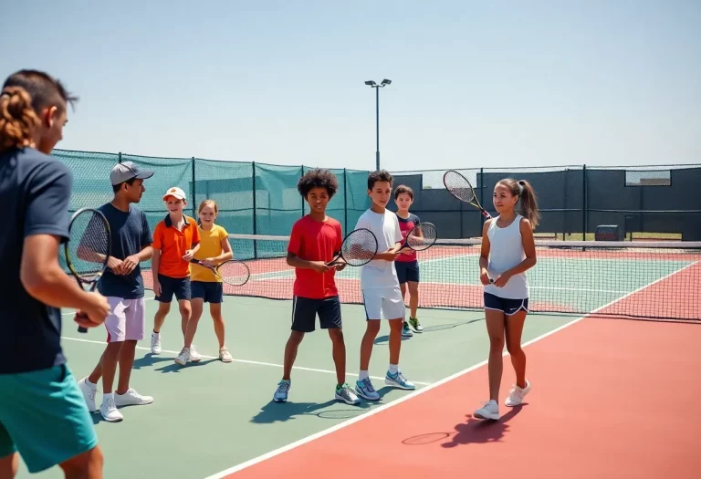Freshmen students showcasing their tennis skills during tryouts