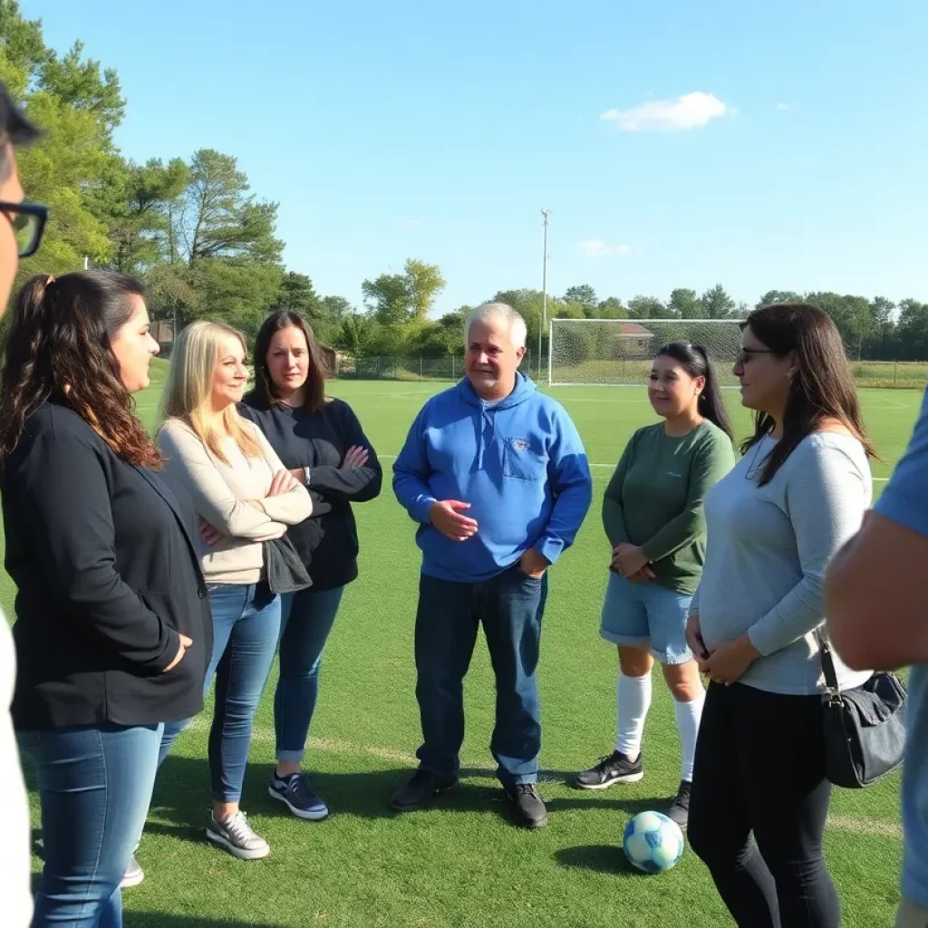 Community meeting discussing youth sports safety in Fresno