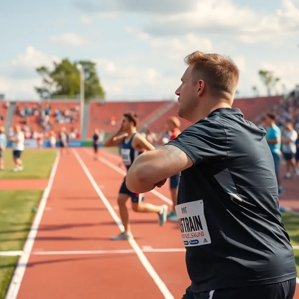 Athletes competing in track and field events