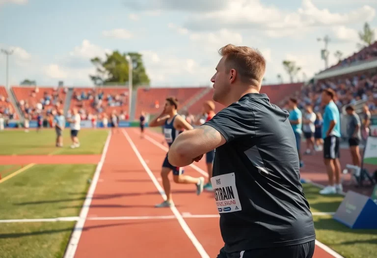 Athletes competing in track and field events