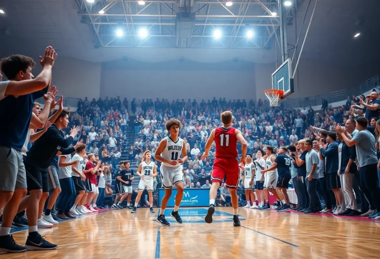 Fans cheering on basketball players at Governors Challenge tournament