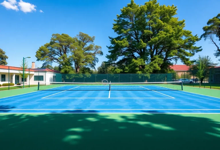Empty tennis courts at Gridley High School
