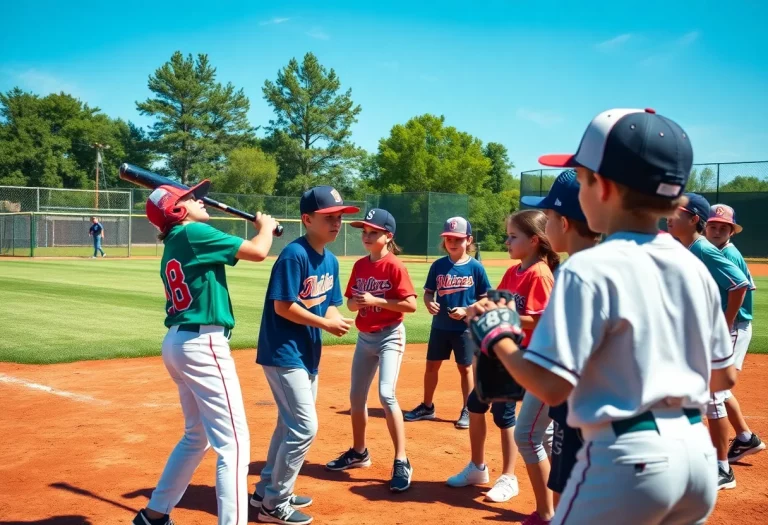 Young baseball players training at the Hank Aaron Invitational