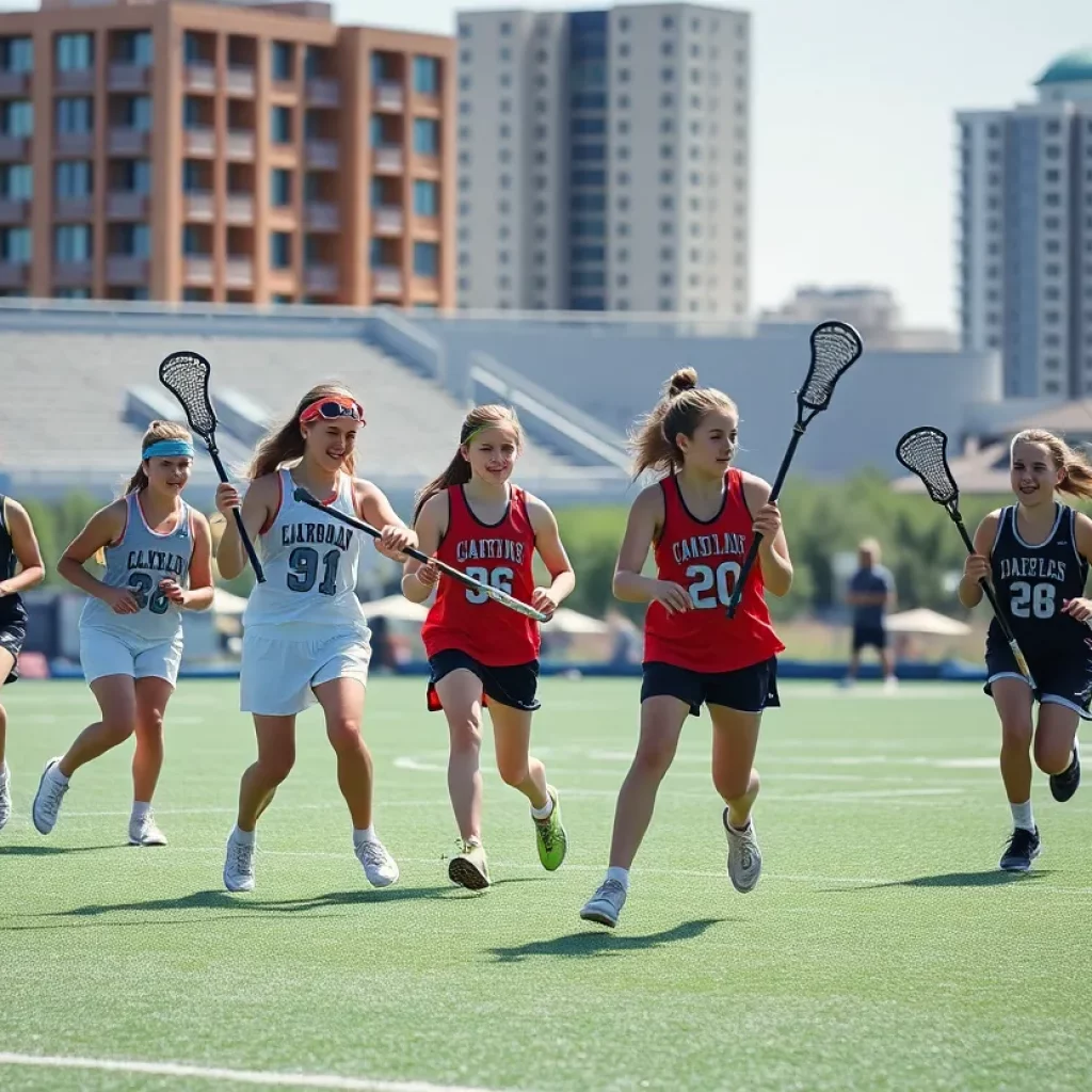 Young athletes playing lacrosse in Baltimore