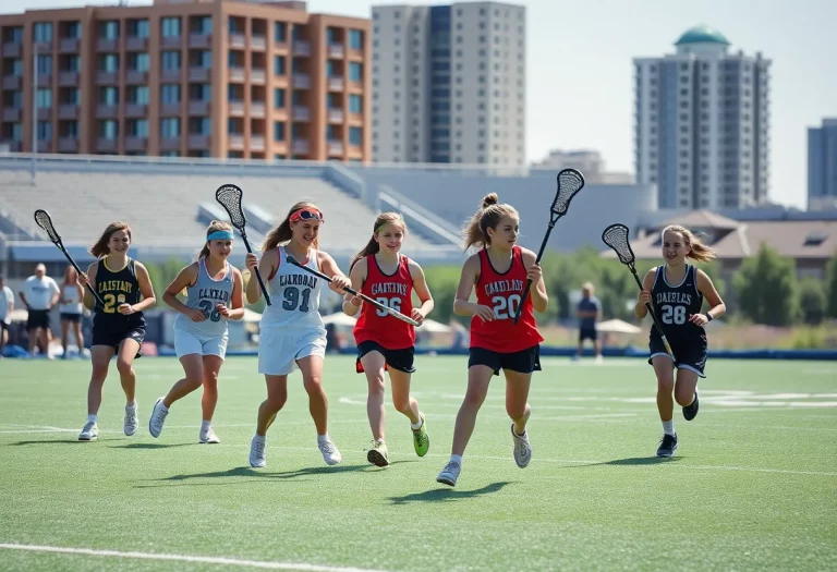 Young athletes playing lacrosse in Baltimore