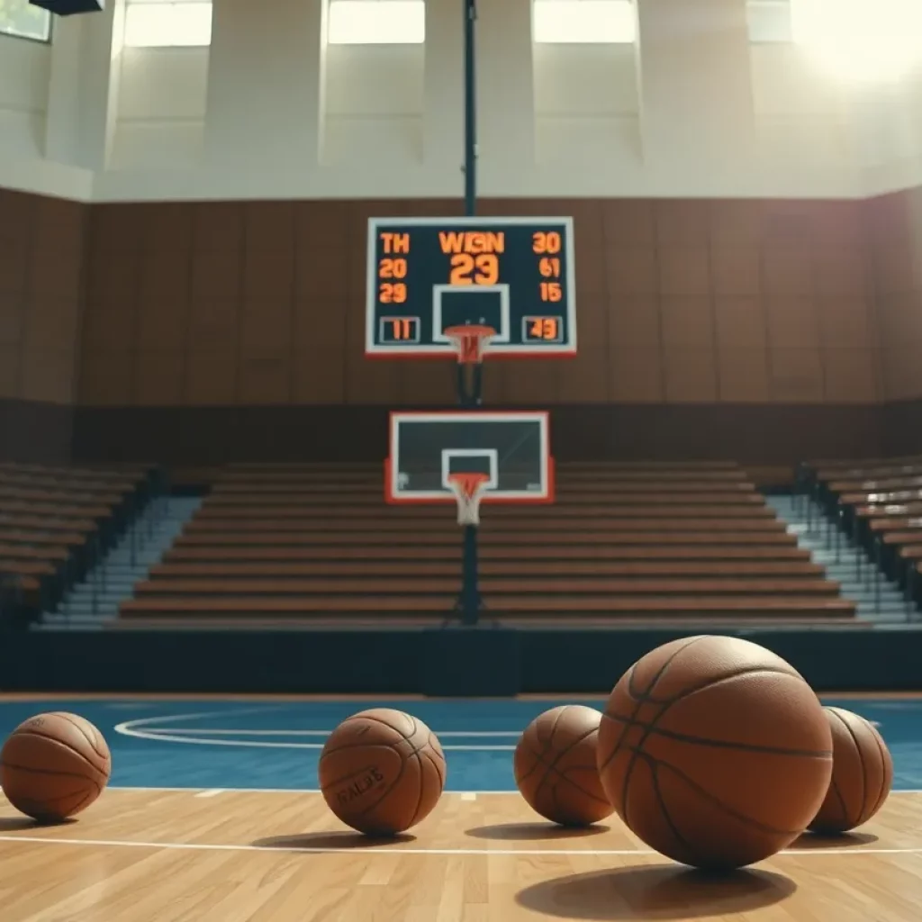 Empty basketball court after a game