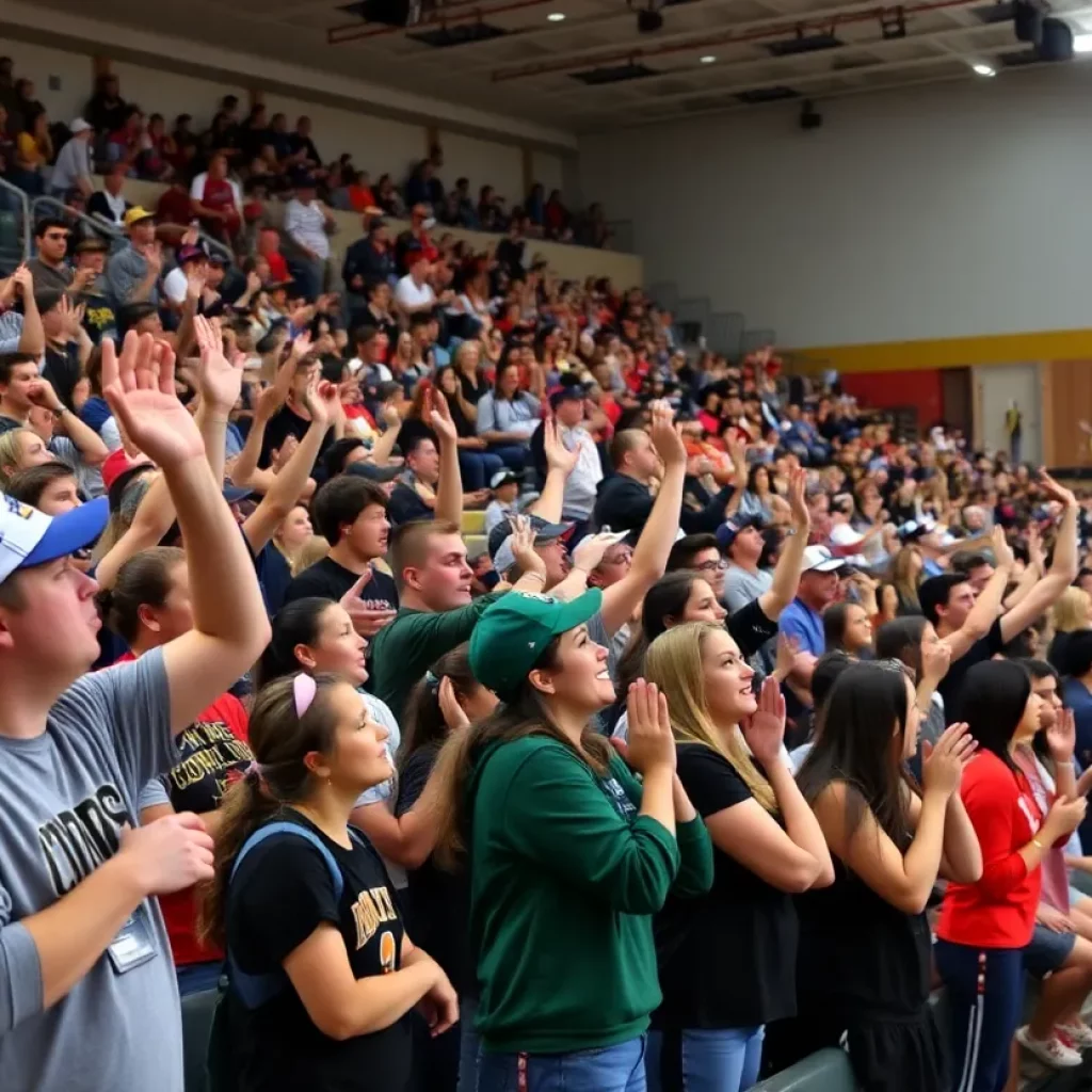 Cheering crowd at Hickman Athletics event