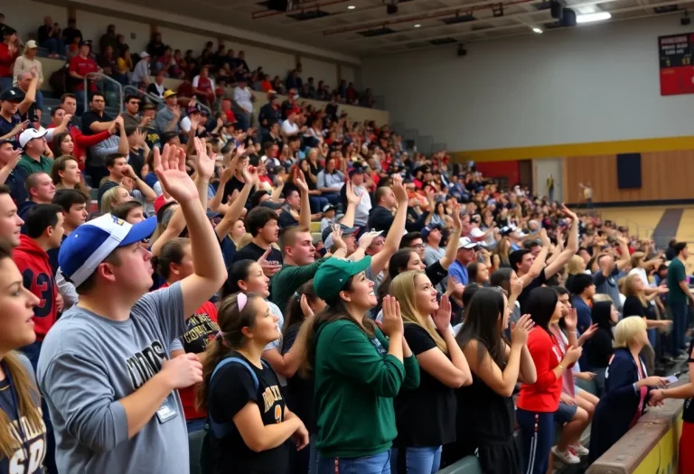 Cheering crowd at Hickman Athletics event