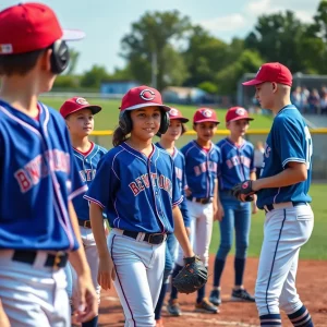 Young athletes playing baseball in a competitive setting