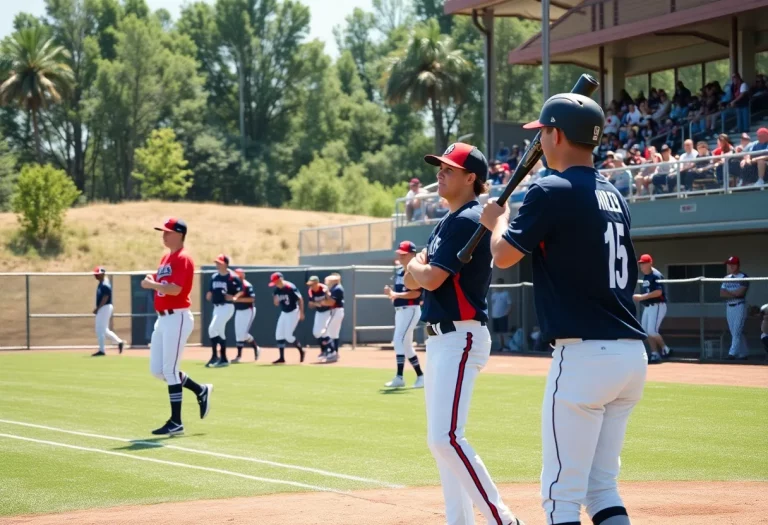 High school baseball players training on the field for the MLB Draft