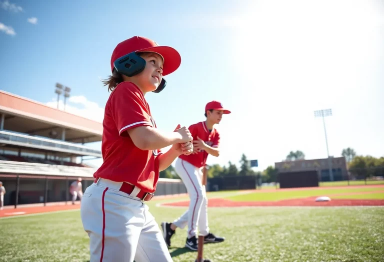 Young baseball players practicing on the field