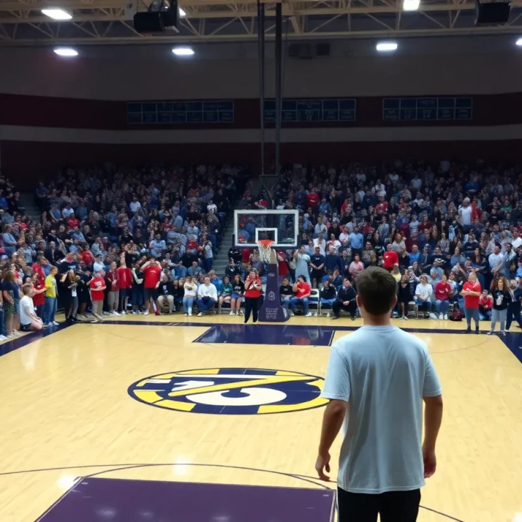 High School basketball fans supporting young athletes