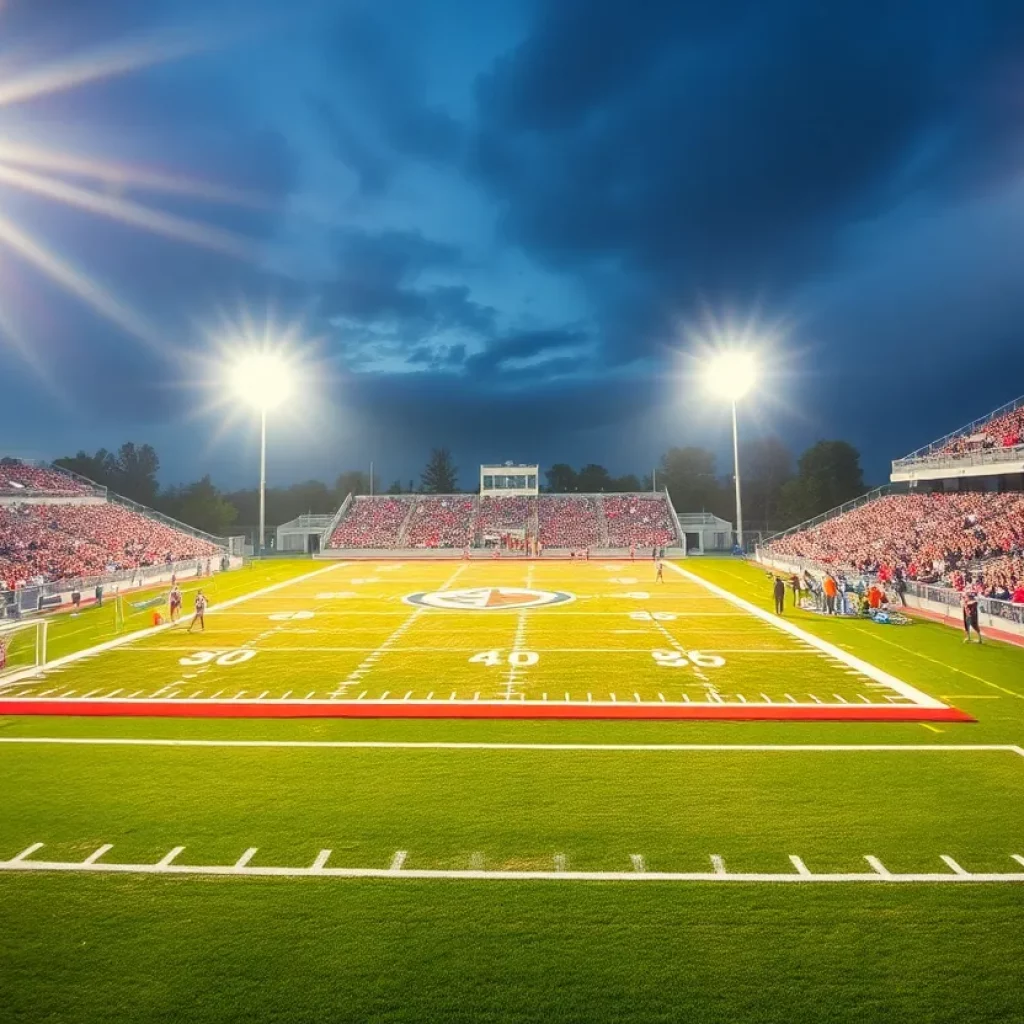 High school football fans cheering in the stadium
