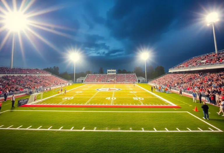 High school football fans cheering in the stadium