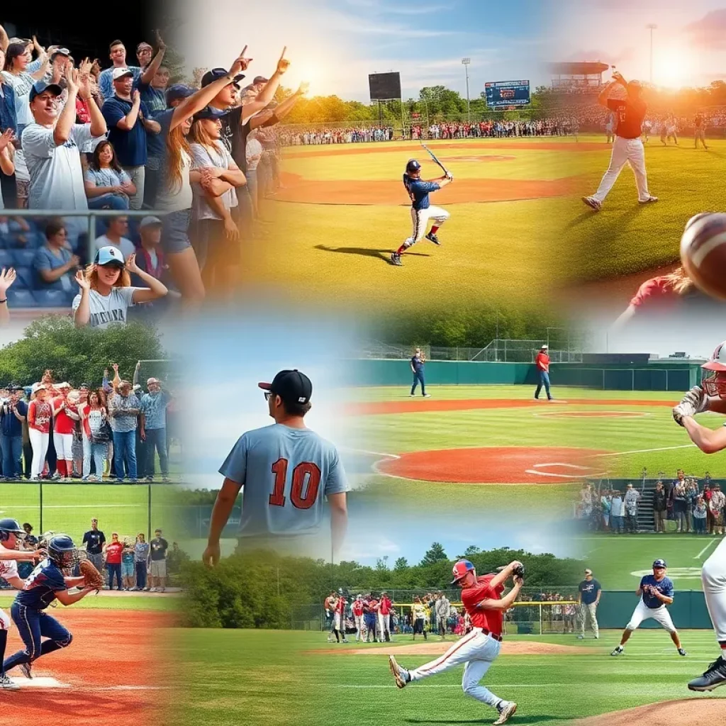 Collage of high school sports moments with athletes and fans