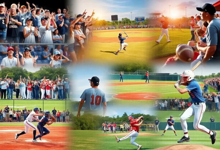 Collage of high school sports moments with athletes and fans