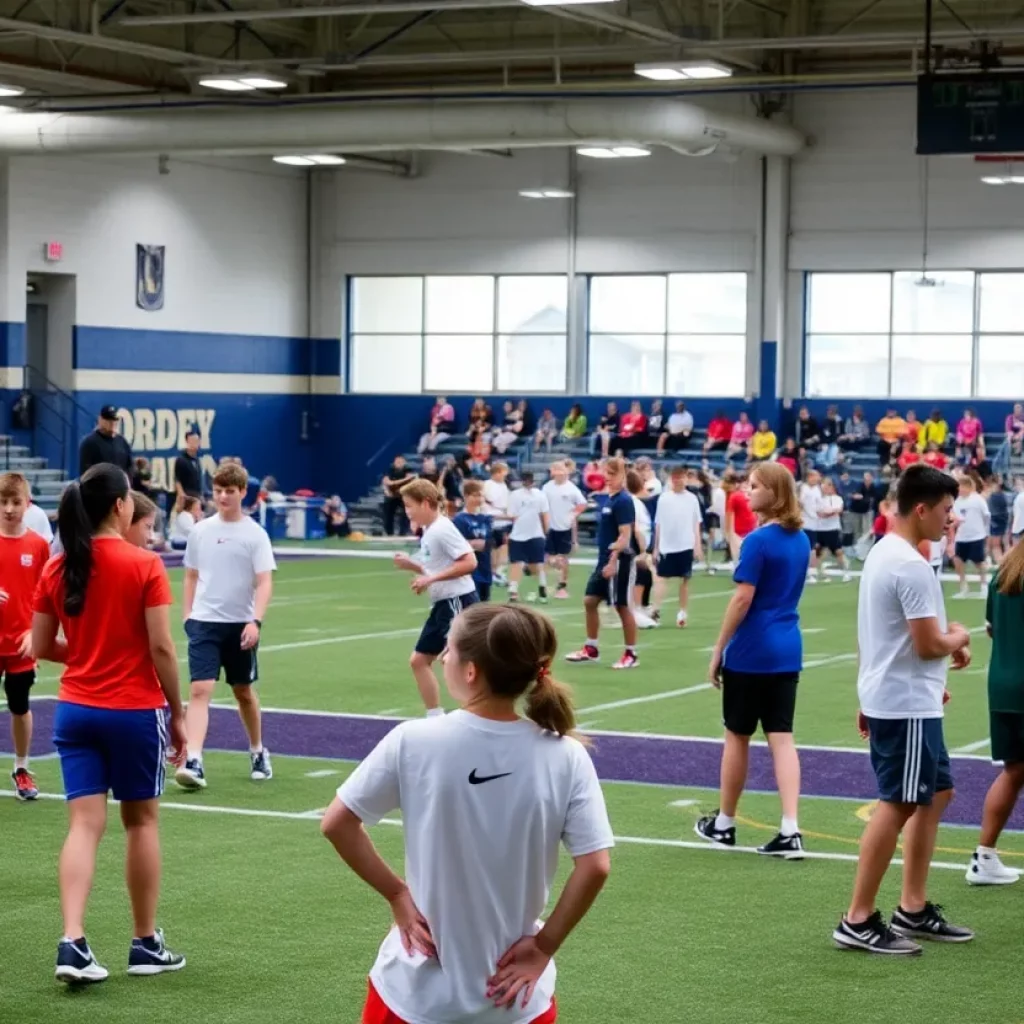 Athletes engaged in practice for high school sports, representing teamwork and determination.