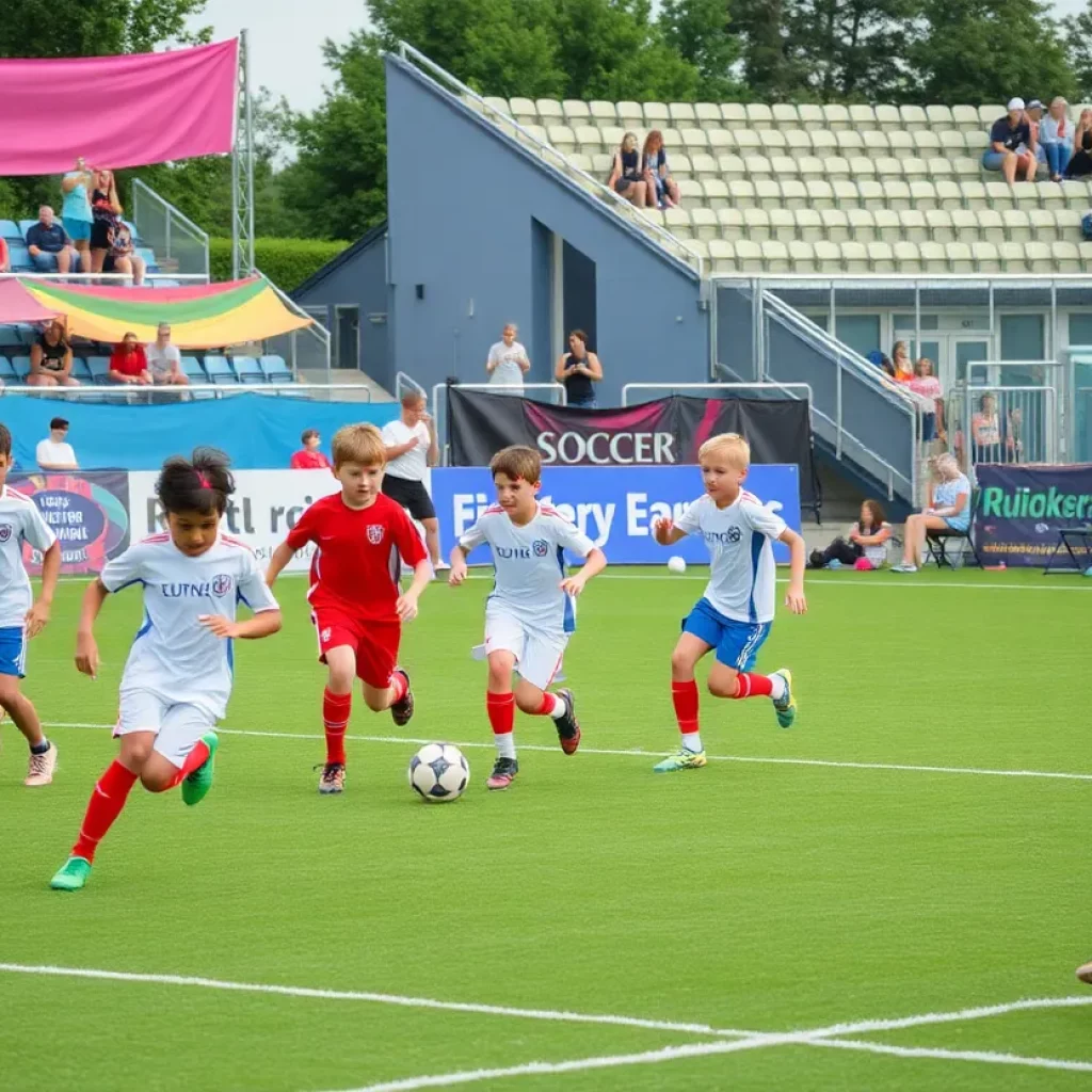 Players competing in the High School Summer Classic Soccer Tournament