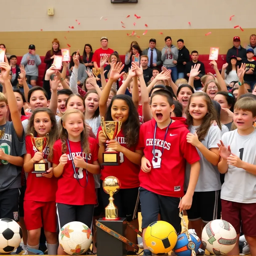 Celebration at Hinsdale Central High School for athletic achievements