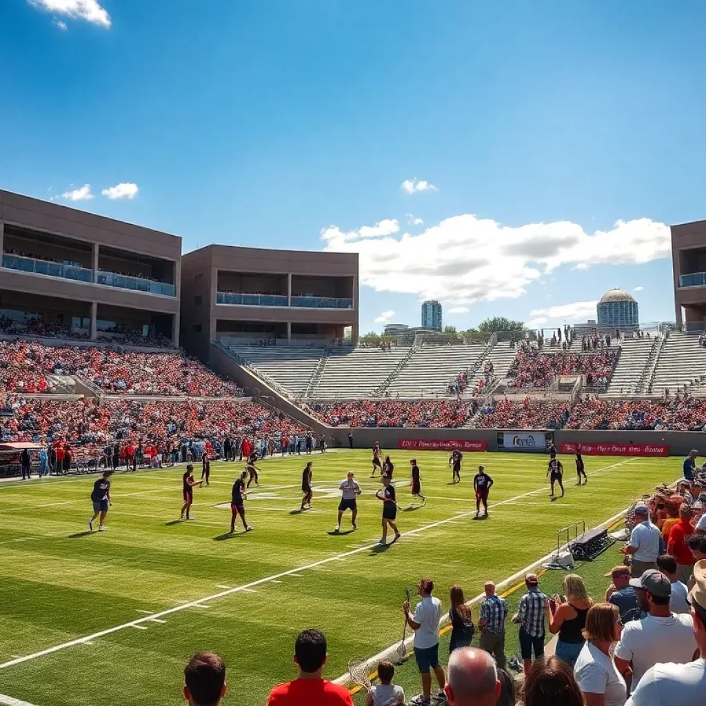 Lacrosse field at the University of Arizona during a game