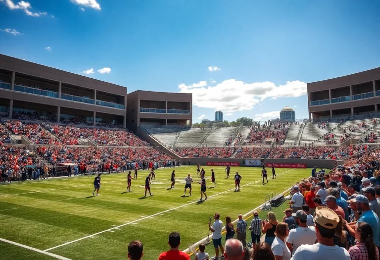 Lacrosse field at the University of Arizona during a game