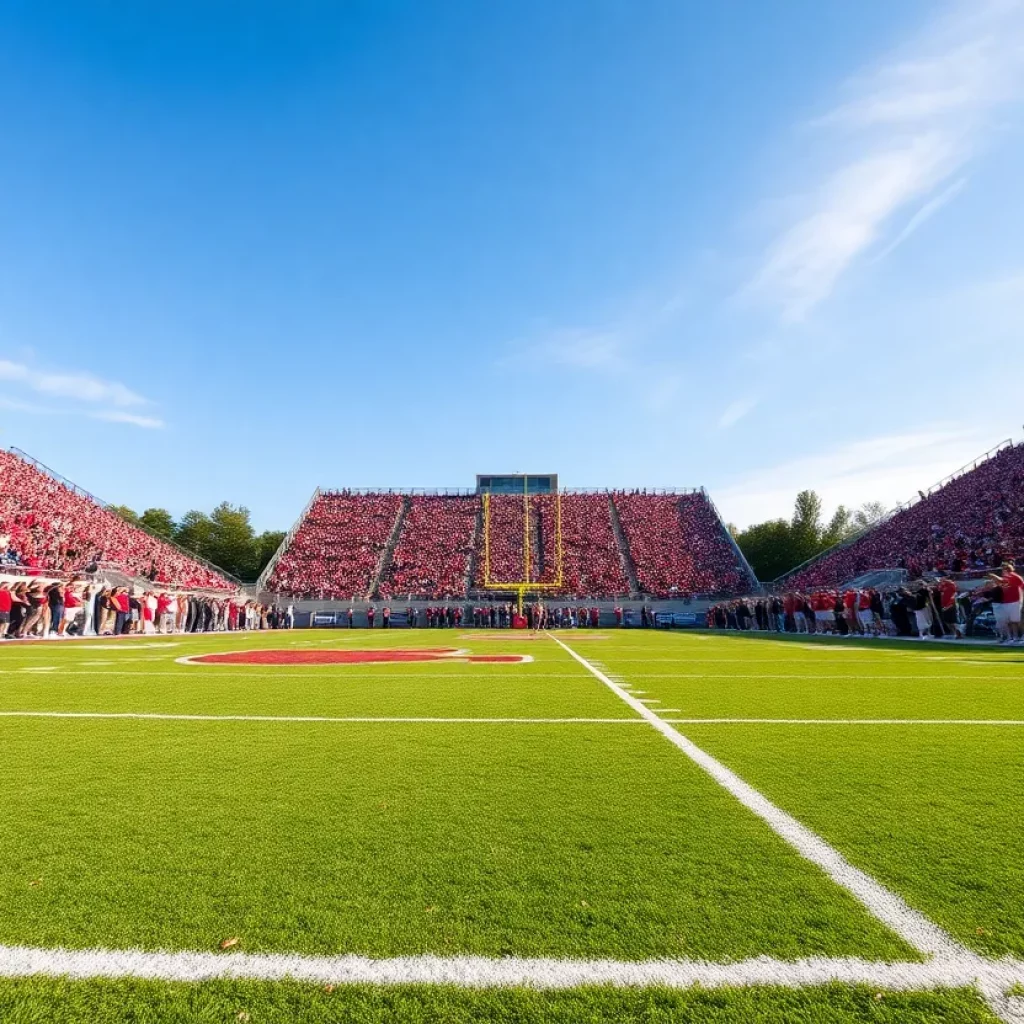 Crowd cheering on Illinois high school football players