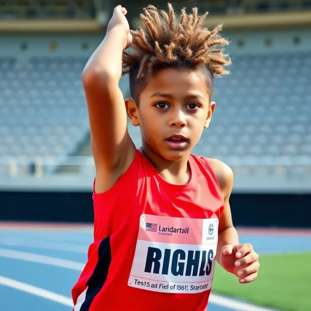A determined young athlete on the track, representing the spirit of para athletics.