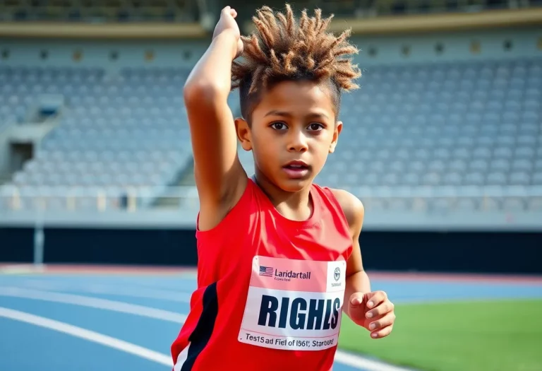 A determined young athlete on the track, representing the spirit of para athletics.