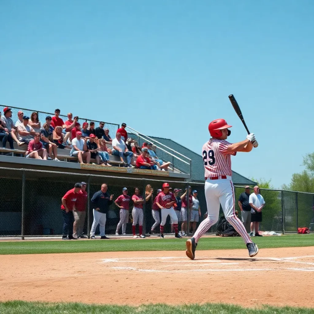 High school baseball players in action during a game.