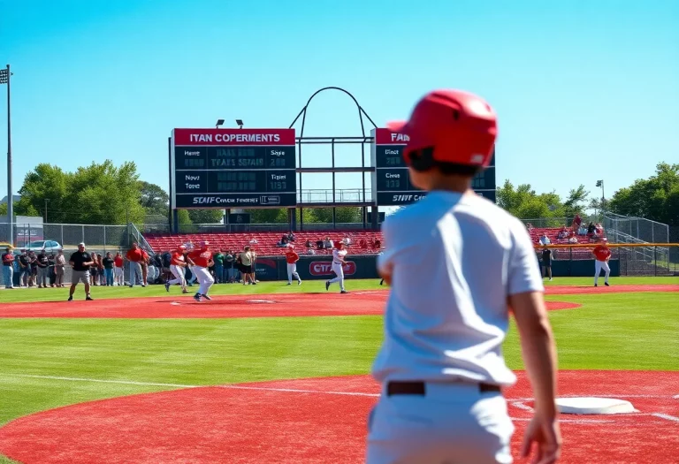 High school baseball players in action on the field in Iowa.