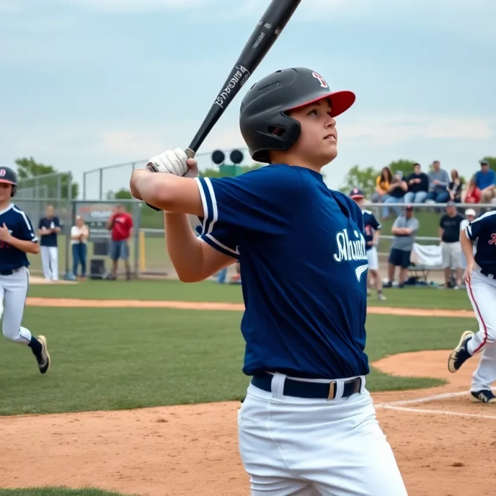 High school baseball game in Iowa with players and fans