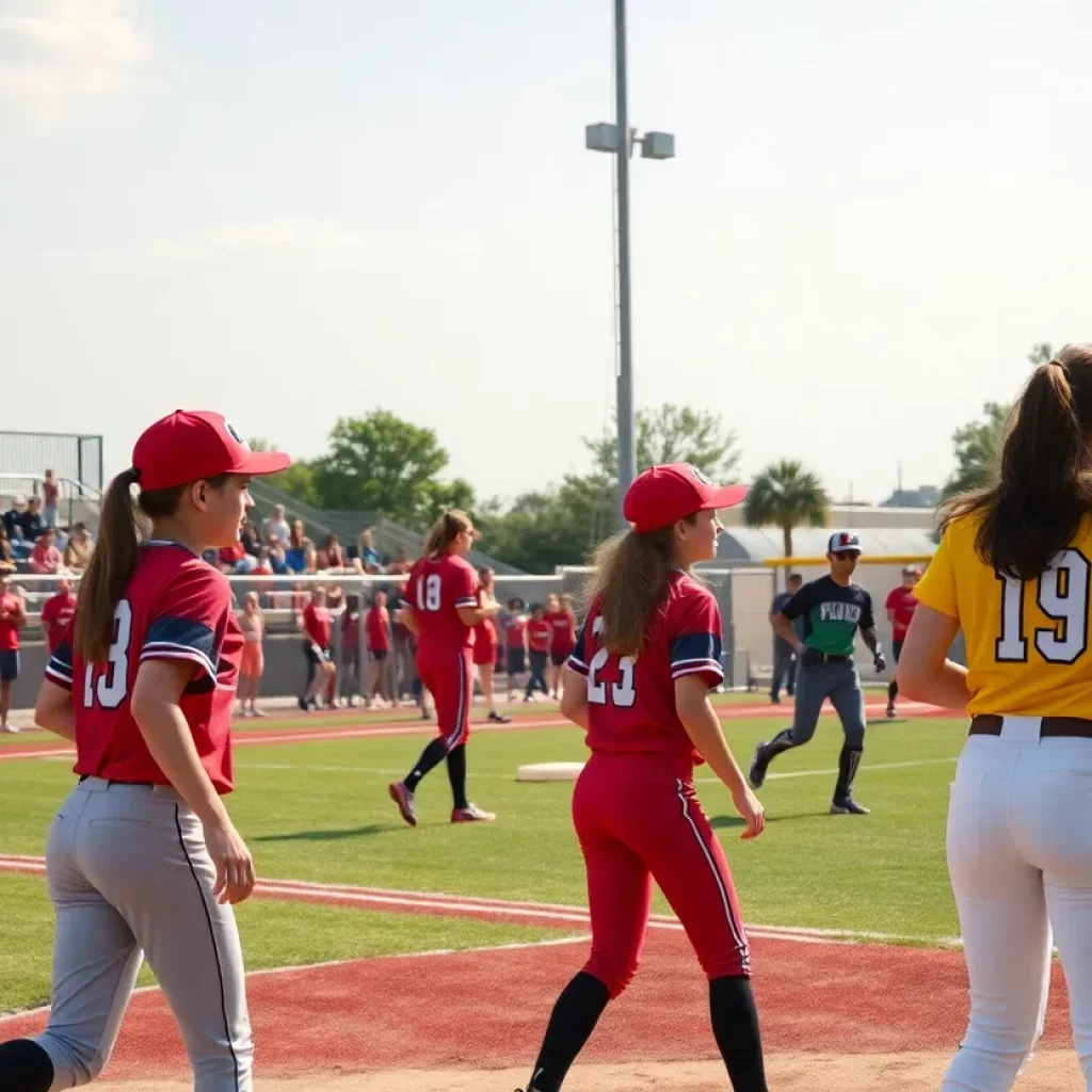 High school softball game at Harlan Rogers Sports Complex