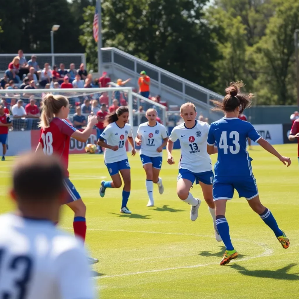 Soccer players from Jamestown in action at the National Presidents Cup