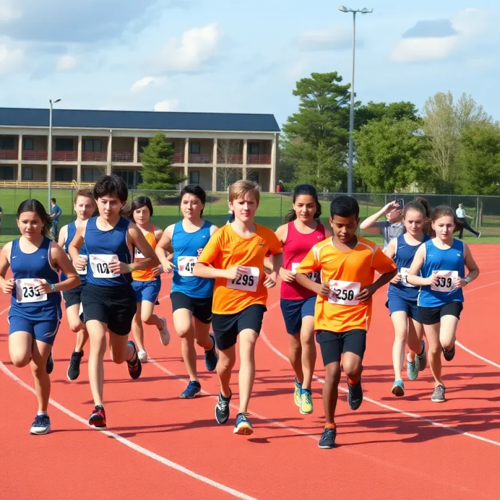 J.B. Alexander High School cross country team training session