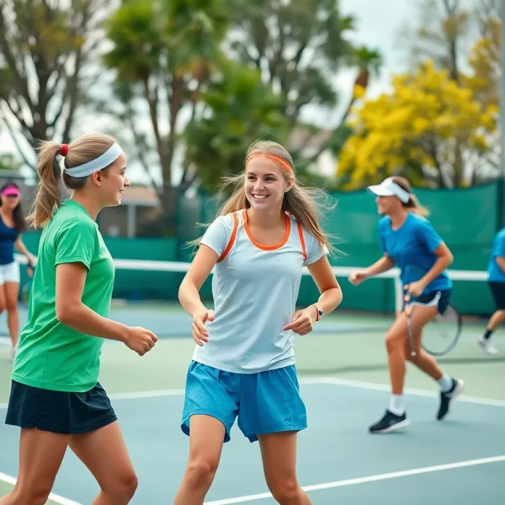 Young tennis players competing at a national tournament