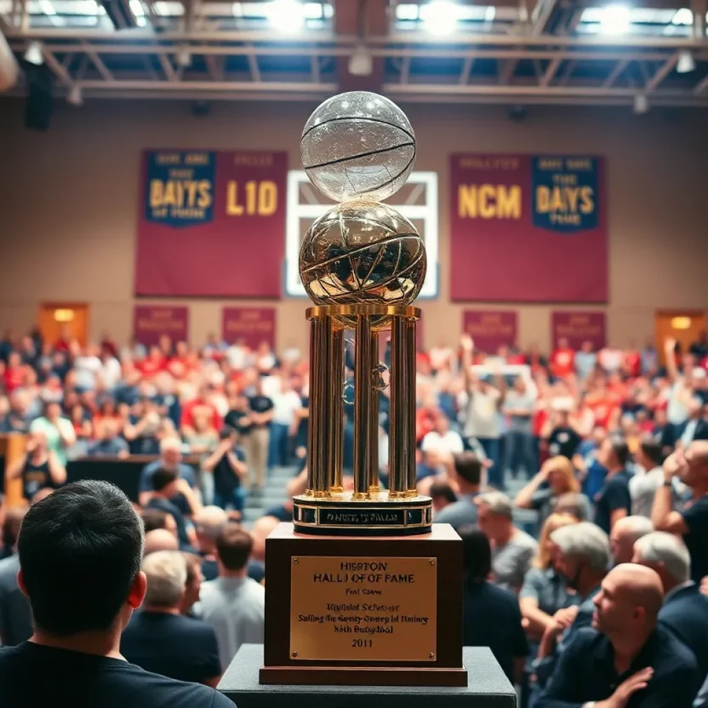 Hall of Fame event celebrating Kentucky high school basketball legends with enthusiastic audience.