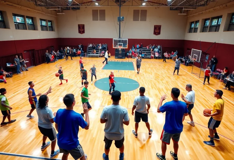 Kokomo basketball team practicing their skills on the court