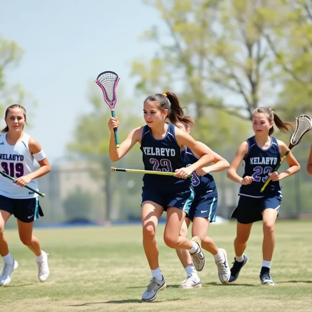 Girls Lacrosse Players Competing