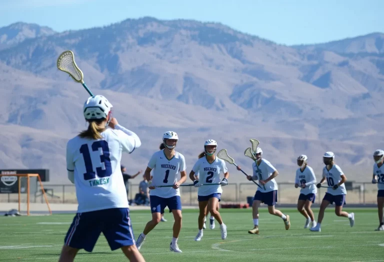 Lacrosse players competing in a game in Northern Nevada