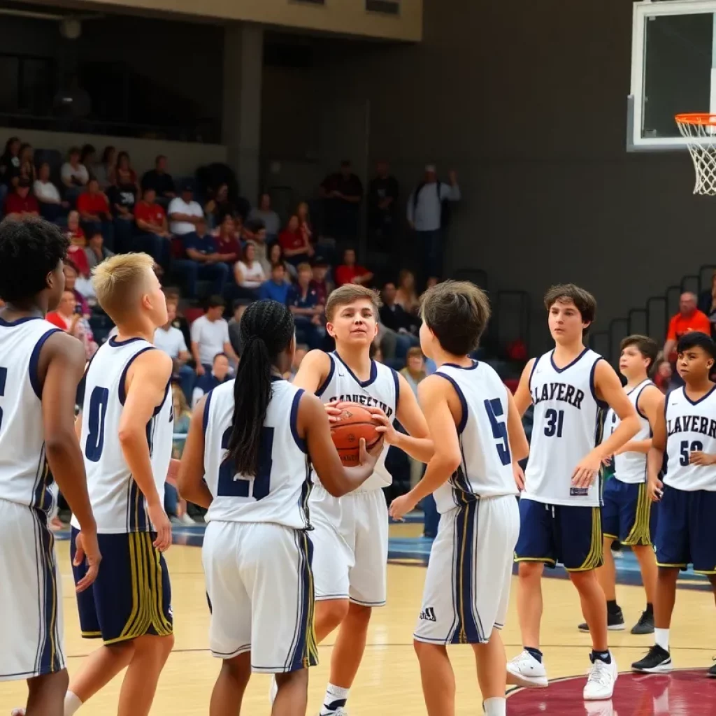 High school basketball tournament at Ladera Ranch with teams competing and fans cheering.