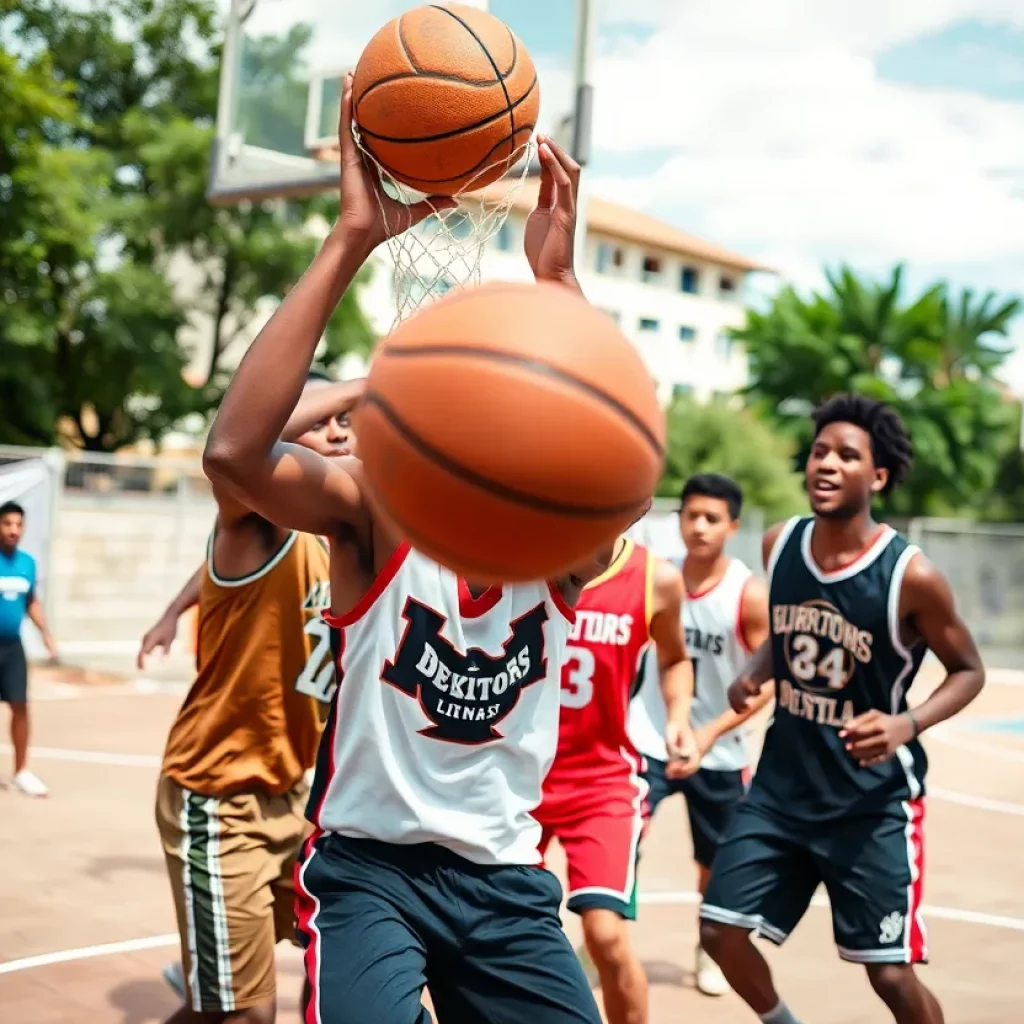 Lamar University basketball players in action during a game