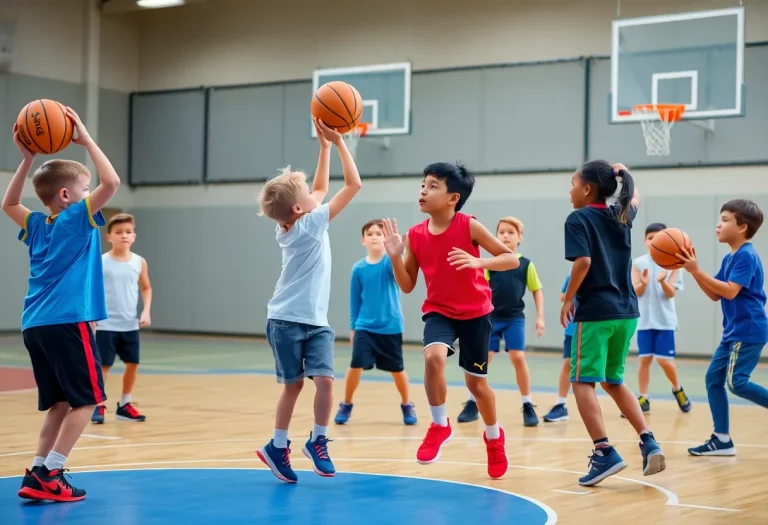 Children participating in a basketball training session