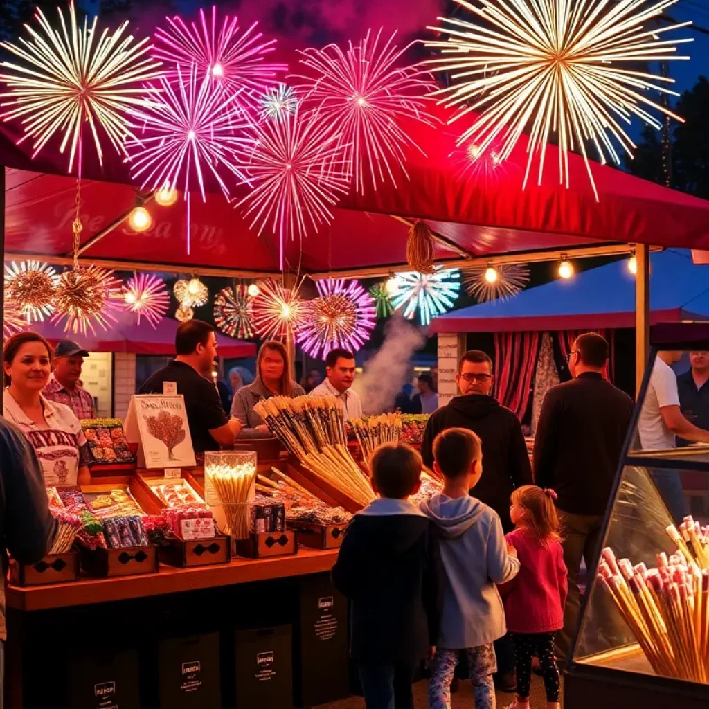 Firework sales tent for Lincoln Northwest High School soccer team fundraiser
