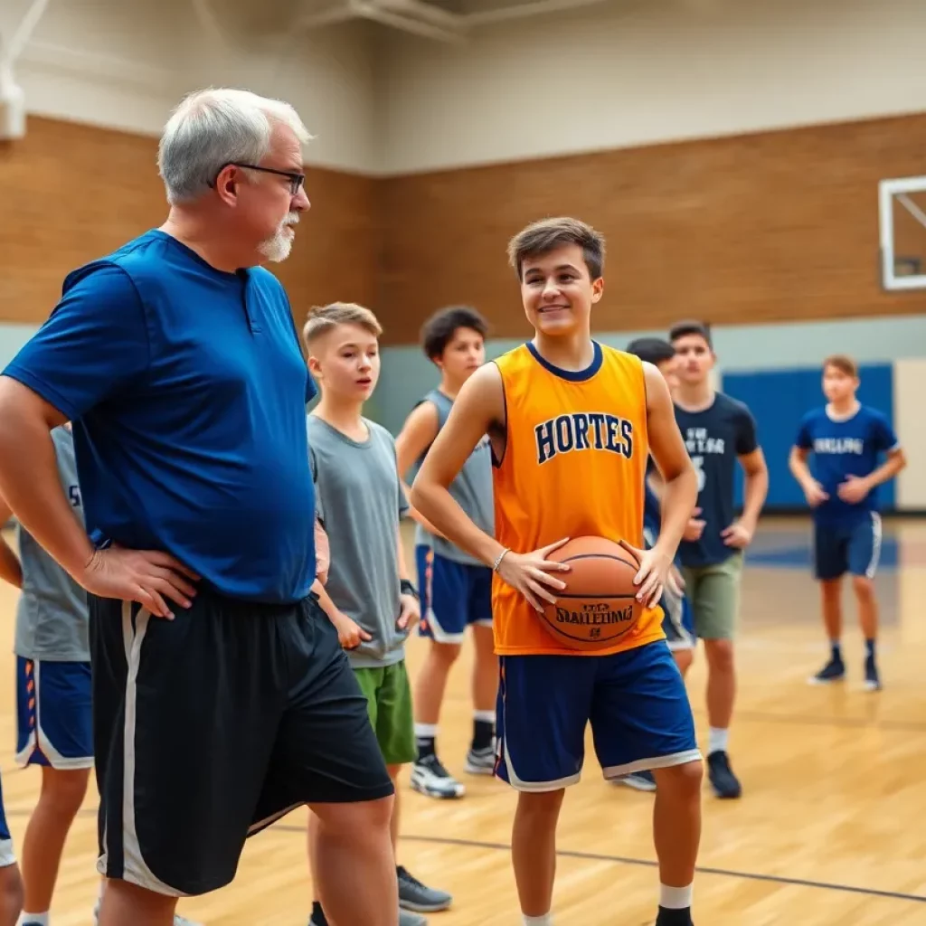 Lindsey Hunter coaching basketball practice with Spartans