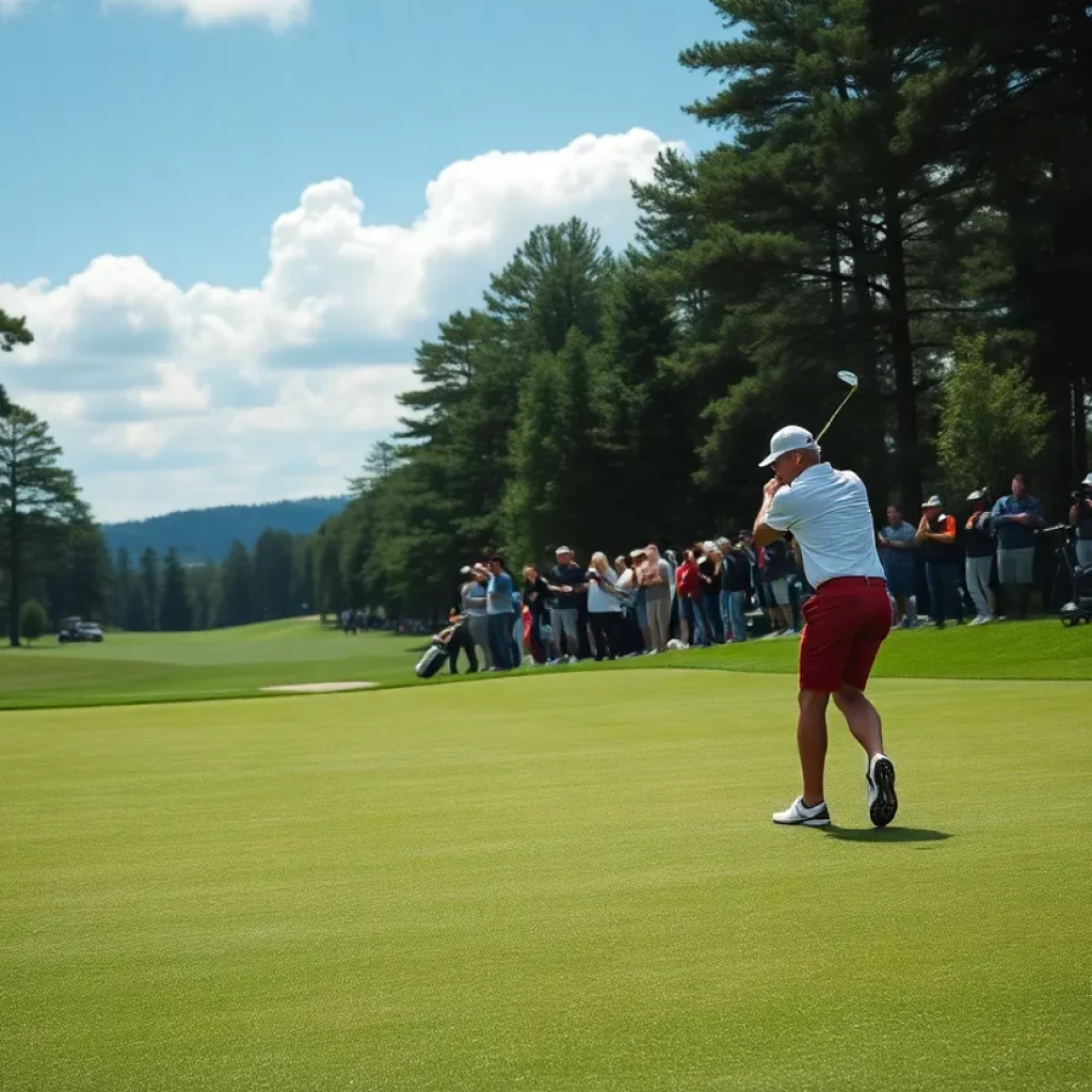 Golfer celebrating victory on the course