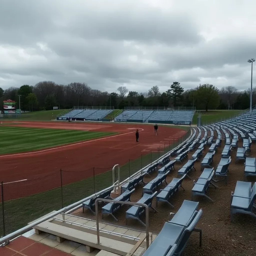 Empty baseball field amidst community tension