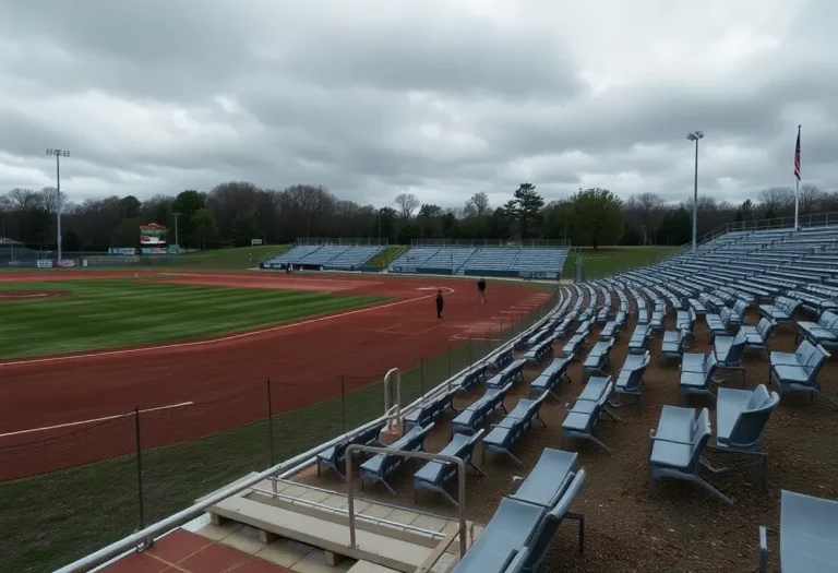 Empty baseball field amidst community tension